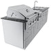 Sunstone SCPMAGNOLIA10 Magnolia ADA outdoor kitchen island angled view showing Ruby 3-burner grill hood, side burner, sink, and stainless cabinetry.
