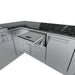 Sunstone SCPRANCHER8.10BY11 Rancher island storage drawer with sliding stainless cutting board insert in L-shaped corner section.