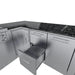 Sunstone SCPRANCHER8.10BY11 Rancher L-shaped island showing deep pull-out drawer storage next to corner cabinet.