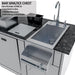 Top-down view of the Sunstone B-RBC14 Bar Sink and Insulated Ice Chest featuring a cutting board and condiment bins.
