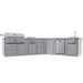 Front view of the Sunstone Savanna 16ft modular outdoor island package with integrated Ruby 4-burner grill and bar center.