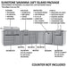 Infographic diagram of the Sunstone Savanna 16ft island package labeling components like the Ruby grill, fridge, and ice chest.