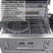 Sunstone SCPTXTANGO19 Texas Tango Outdoor Kitchen Island hybrid gas/charcoal grill interior showing adjustable burn tray and stainless cooking grates.