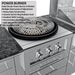 Sunstone heavy-duty circular power burner featuring a ceramic barrier ring for concentrated heat and professional-grade outdoor cooking.