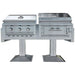 Sunstone Ruby-Hybrid Pro Duo Post Mount grill combo with gas grill and charcoal smoker on pedestal bases