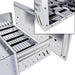 Detailed view of the Sunstone SAP30WDDE Designer Face Panel installation on a 30-inch warming drawer, showing the interior perforated stainless steel trays and rear mounting configuration.
