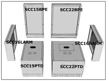 Diagram of Sunstone SCC22PTD 22" pellet grill base drawer components, showing stainless panels and labeled parts for outdoor kitchen install.
