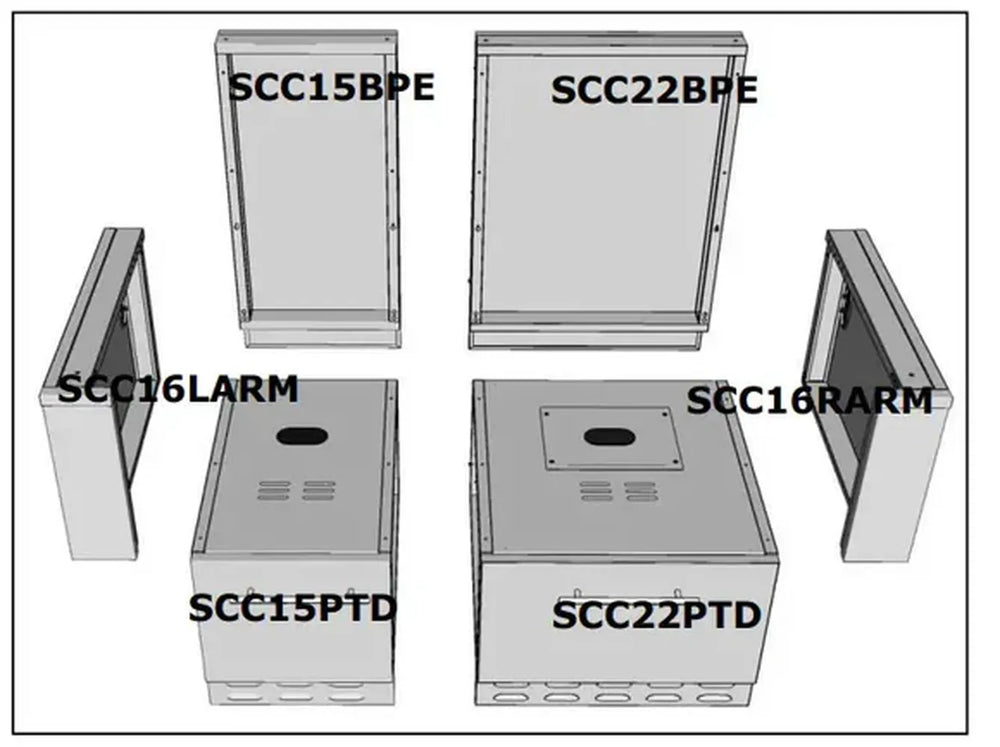 Diagram showing Sunstone SCC15BPE 15" back panel support component (labeled SCC15BPE) used with pellet grill base drawer assembly.