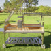 Tagwood BBQ26SS XL Santa Maria grill outdoor backyard setup with stainless cart and hanging meat hooks