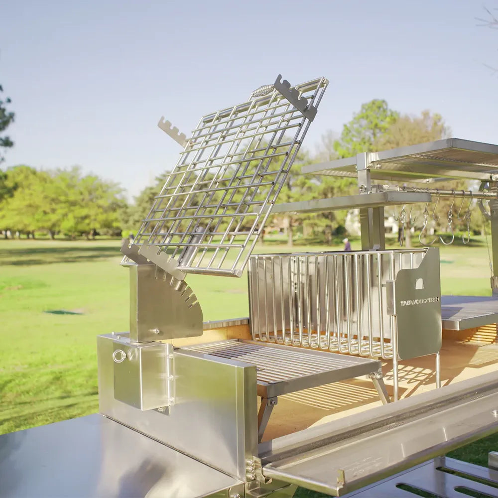 Tagwood BBQ26SS XL Santa Maria grill rotisserie cage system for whole lamb or large cuts of meat