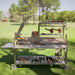 Tagwood BBQ26SS XL Santa Maria grill cooking steaks and vegetables over wood fire outdoors