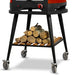 WPPO Infinity 66 trolley cart with stacked firewood on lower wood shelf, black frame, and rolling caster wheels.