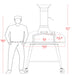 WPPO Red Rock 100 front dimension diagram with 44 cm oven opening, 100 cm width, 217 cm height, and 180 cm person scale.