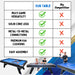 Feature comparison chart: Freetime Fun Sports 7' Pool Table offers Multi Game Versatility, Solid Core Legs, Premium K66 Cushions, and Easy Assembly.