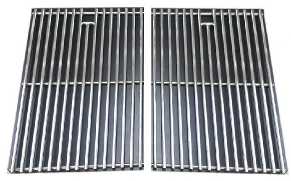 Sunstone P-GSet3B 304 stainless steel cooking grate set for 28-inch grill, two-piece rod grates with lift handles on white background.