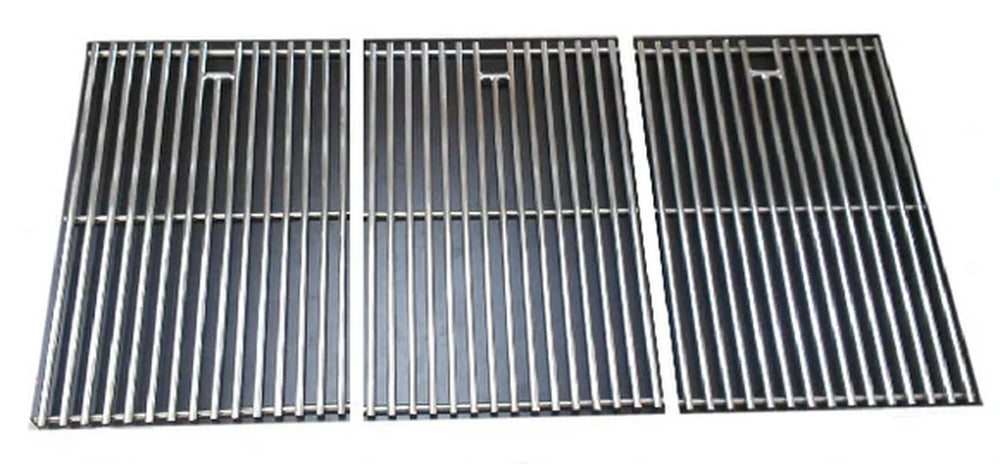 Sunstone P-GSet5B 304 stainless steel cooking grate set for 42-inch grill, three-piece rod grates with lift handles on white background.