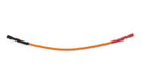 Sunstone P-IgnitorW-s grill ignitor short wire replacement, orange ignition lead with red and black connectors, BBQ grill part on white background.