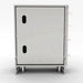 Rear profile of the Sunstone 12-inch stainless steel drawer cabinet highlighting the knock-out panels for easy plumbing and electrical access.