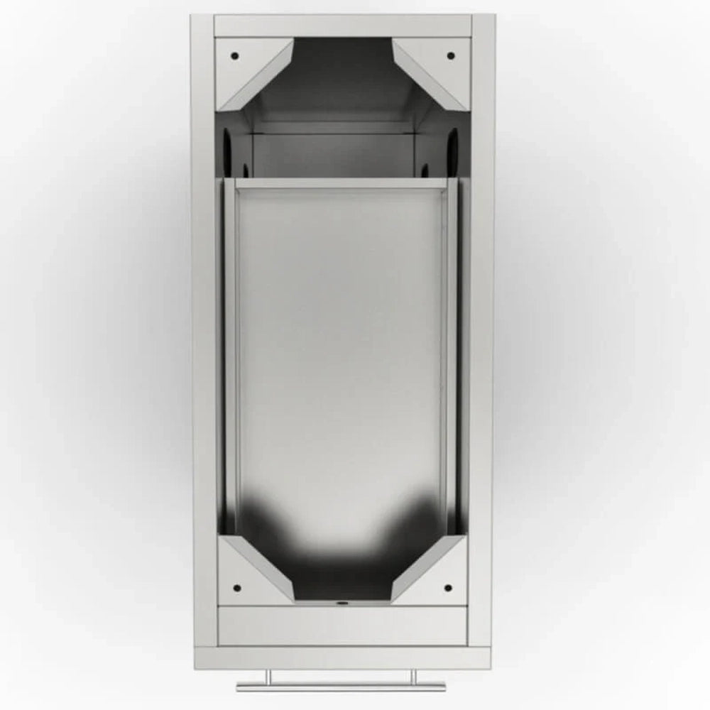 Overhead top-down view of the Sunstone 12-inch storage cabinet frame showing the internal structure and mounting points for countertop installation.