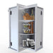 Sunstone SWC12SLS corner cabinet with 360-degree swivel shelves displaying a knife block, spice rack, and coffee accessories.
