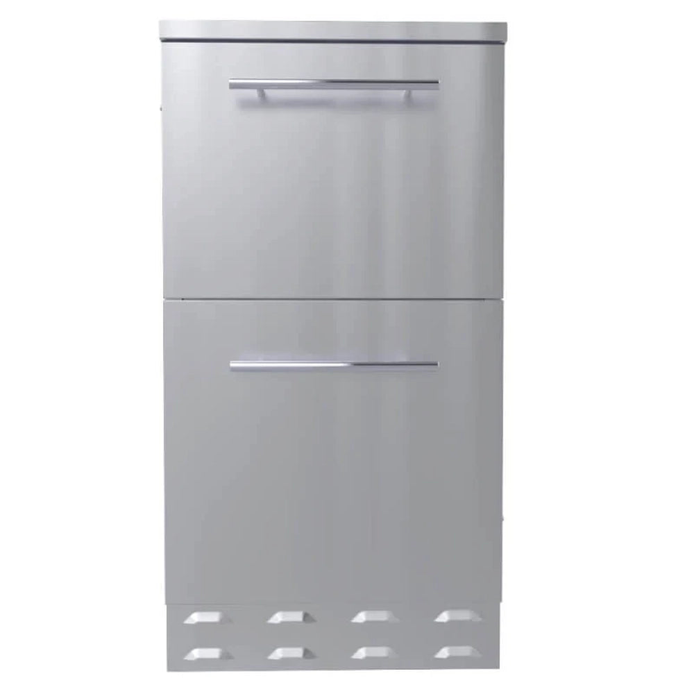 Sunstone SBC18DPIC stainless steel paper towel, cutlery, and ice chest drawer combo for outdoor kitchen islands.