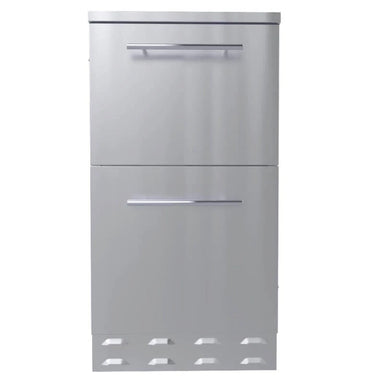 Sunstone SBC18DPIC stainless steel paper towel, cutlery, and ice chest drawer combo for outdoor kitchen islands.