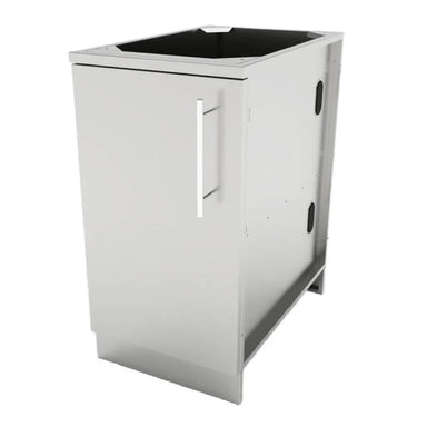 Sunstone SBC18FSD 18-inch outdoor kitchen storage cabinet with left-swing door and stainless steel finish.