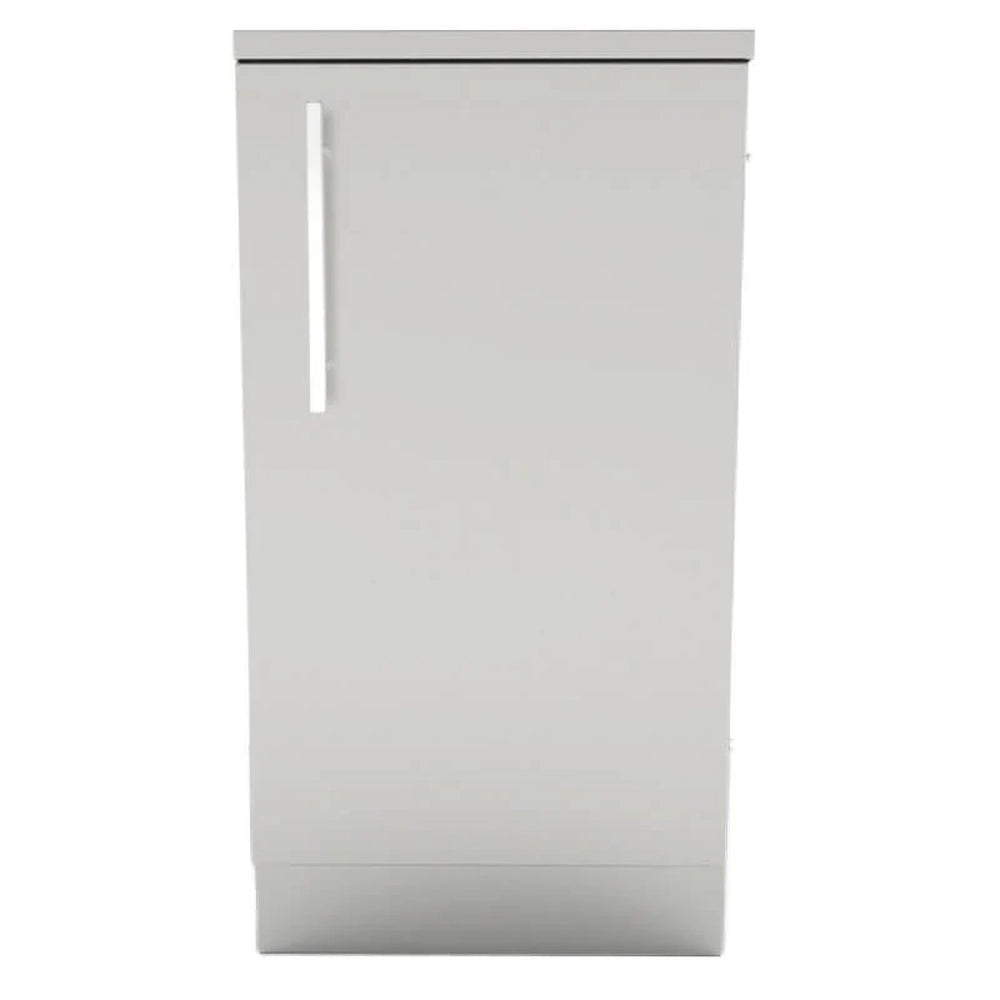 Front-facing view of a right-hinged Sunstone SBC18FSD 18-inch outdoor island storage cabinet.