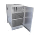 Open door view of Sunstone SBC18FSD storage cabinet revealing two internal adjustable stainless steel shelves.