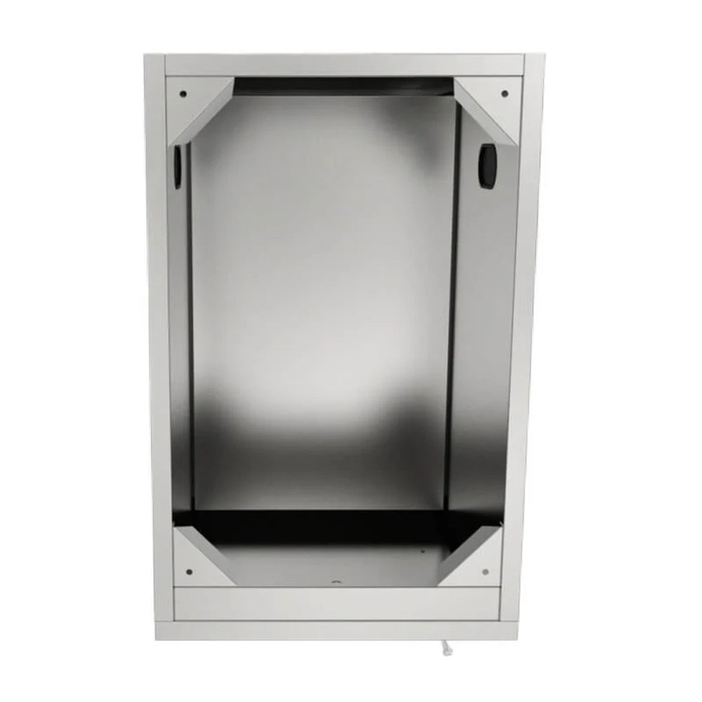 Top-down view of Sunstone 18-inch cabinet interior showing structural corner brackets and spacious storage area.