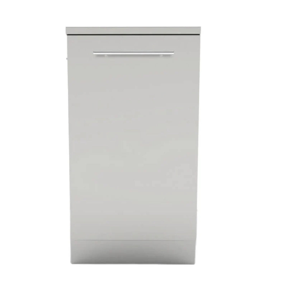 Front-facing view of the Sunstone SBC18STRD trash drawer cabinet with a sleek horizontal professional-grade handle.