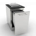 Fully extended Sunstone outdoor kitchen trash drawer showing the dual bin capacity and heavy-duty sliding tracks.