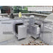 Two Sunstone 18-inch drawer cabinets installed in a granite outdoor kitchen, one configured for dual trash recycling and the other for propane tank storage.