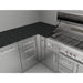 Sunstone SBC18STD triple drawer base cabinet integrated into a complete stainless steel outdoor kitchen island next to a built-in gas grill.