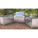 L-shaped outdoor kitchen with Sunstone stainless cabinets, grill, sink, and SAC20CSDR 20-inch right-door appliance cabinet in corner layout.