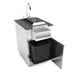 Sunstone SAC20CSDR 20" right-door appliance cabinet shown with pull-out trash bin and prep drawer beside sink in outdoor kitchen setup.