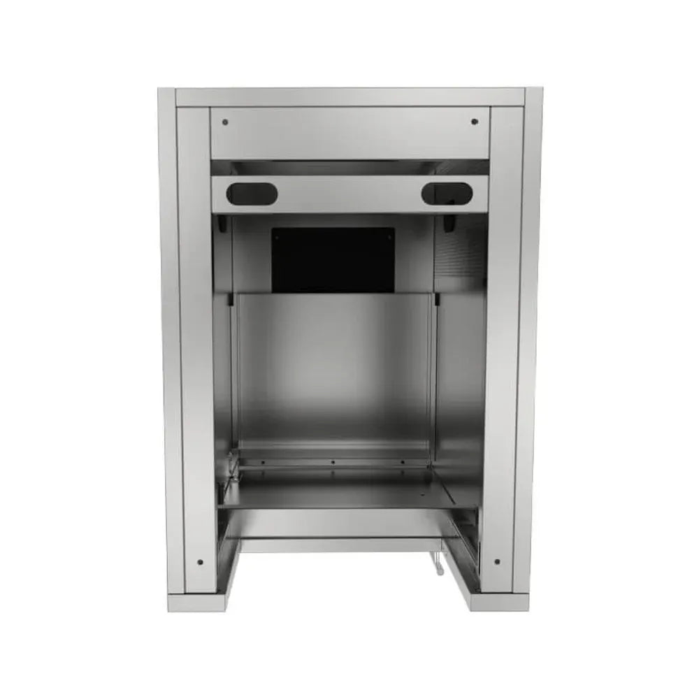 Front interior view of Sunstone SAC20CSDR 20" stainless appliance cabinet showing open cavity for built-in outdoor kitchen appliance installation.
