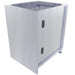 Back and side view of the Sunstone 24-inch large triple drawer cabinet showing the enclosed stainless steel chassis and integrated knock-outs for gas or electrical line routing.