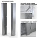 Front and back product views of the Sunstone SCC3ENDSPL corner guard with technical diagrams showing the top and bottom views of the panel covering rough stone edges.