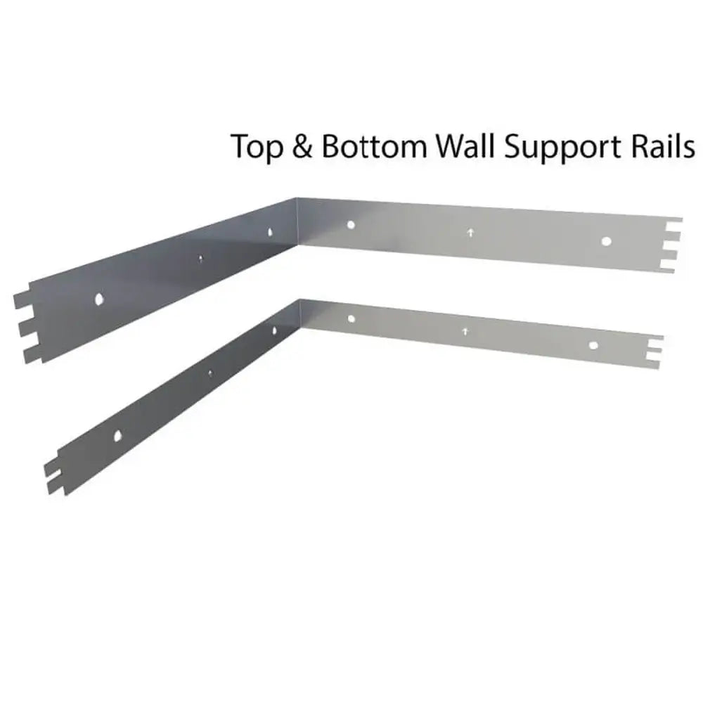 Top and bottom wall support rails for the Sunstone SWC3SP90 corner panel, showing the L-shaped mounting brackets.