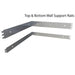 Top and bottom wall support rails for the Sunstone SWC3SP90 corner panel, showing the L-shaped mounting brackets.