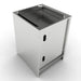 Rear view of the Sunstone stainless steel 3-drawer cabinet highlighting the enclosed back panel and structural integrity designed for outdoor weather resistance.