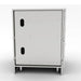 Side view of the Sunstone SBC30STD cabinet showing the interior side panel with pre-drilled ports for easy plumbing or electrical wiring in an outdoor kitchen island.