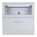 Front view of Sunstone SAC34SWC 34-inch stainless single warming drawer cabinet with wide warming drawer and vented toe-kick for BBQ islands.