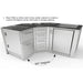Sunstone 45-degree corner cabinet installed between a drawer unit and outdoor refrigerator to create a custom 90-degree outdoor kitchen island layout.