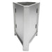 Front view of the Sunstone SBC3C45 45-degree stainless steel corner cabinet showing the sleek finish and utility access knockouts on side panels.