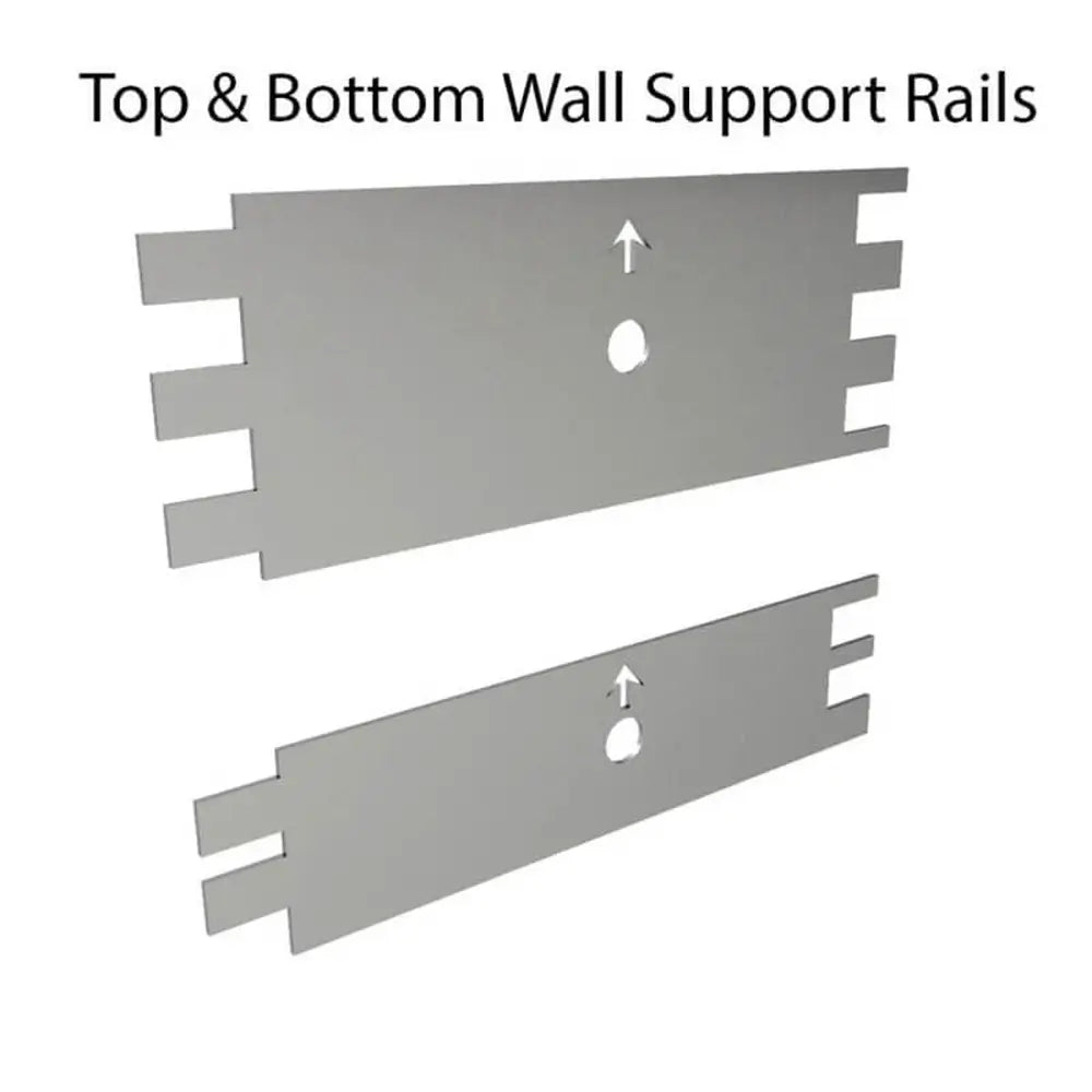 Stainless steel mounting brackets and support rails for installing the Sunstone SWC6SPF 6-inch wall spacer.