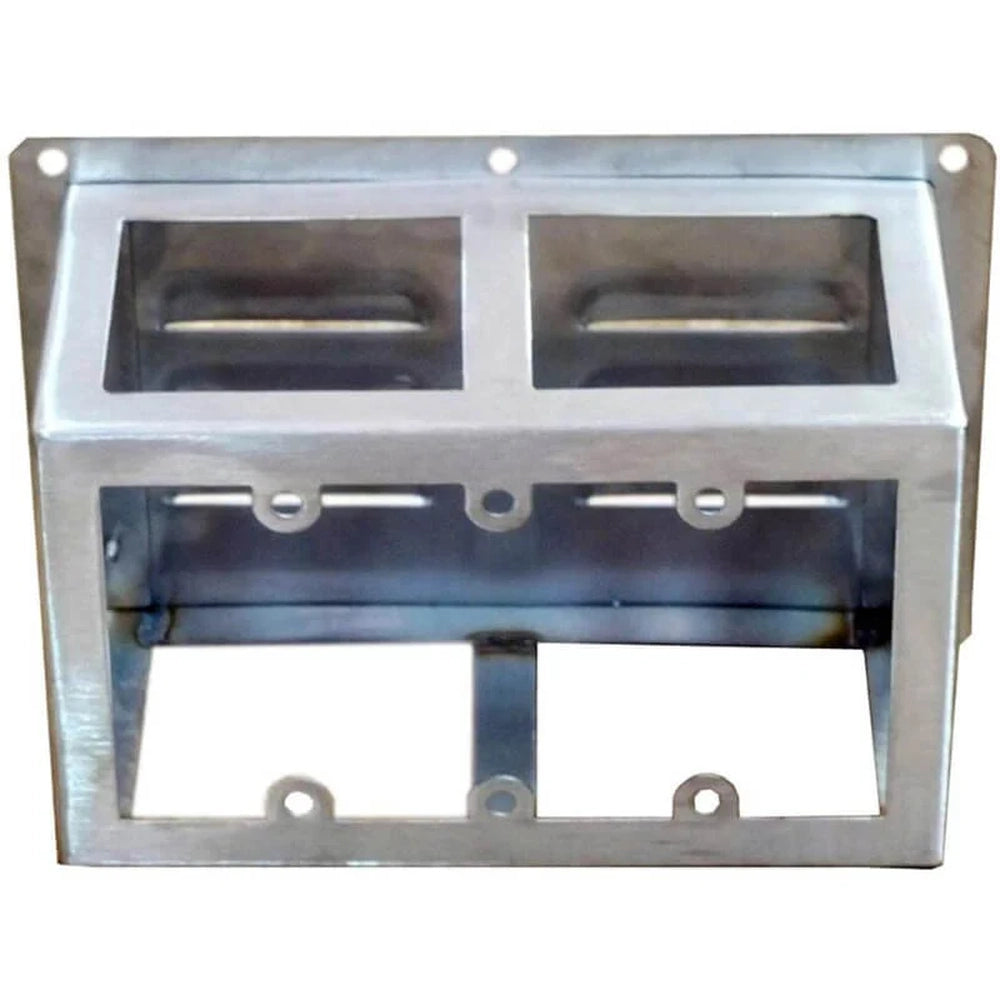 Back view of Sunstone VENT-GBOX island vent panel showing the mounting frame for stone or brick installations.