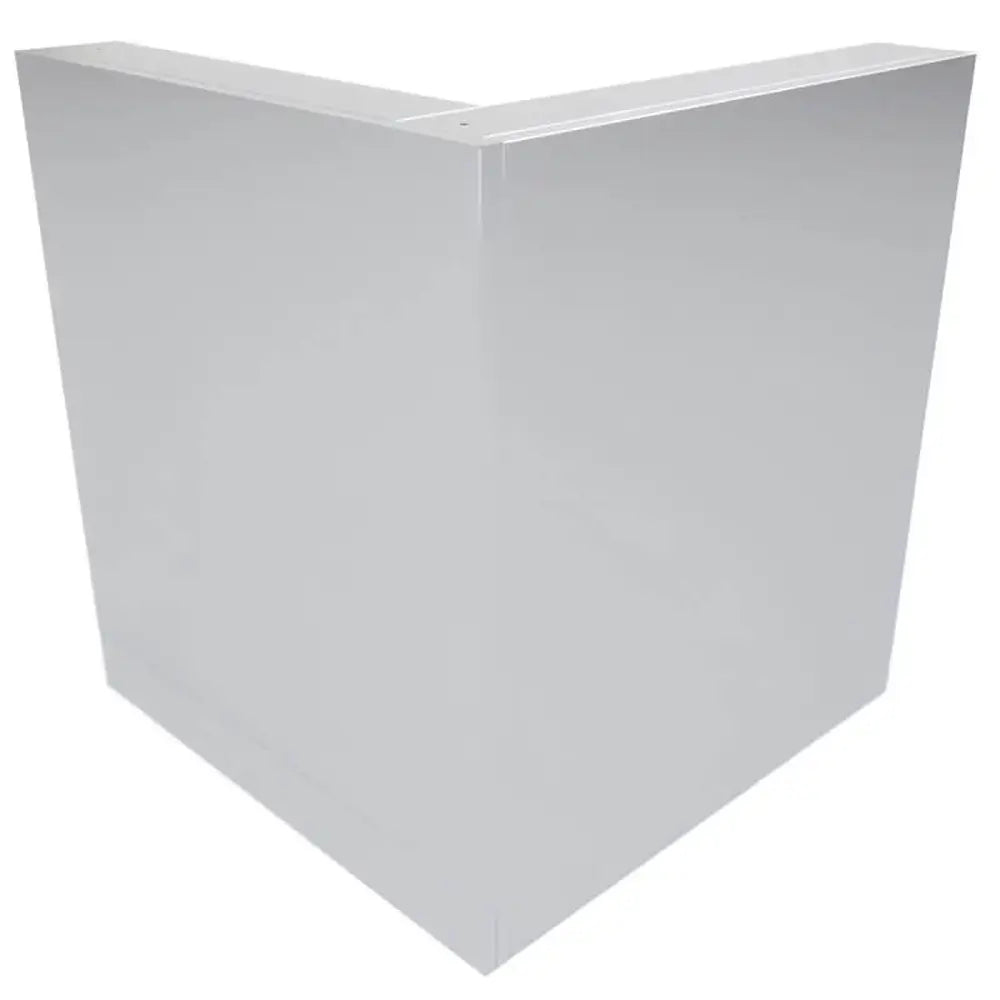 Front exterior view of a Sunstone 31-inch 90-degree corner back panel with a seamless 304 stainless steel finish for outdoor kitchen islands.