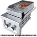 Sunstone deep fryer grill insert set on a companion burner unit, frying chicken in basket on stainless outdoor cooking station.